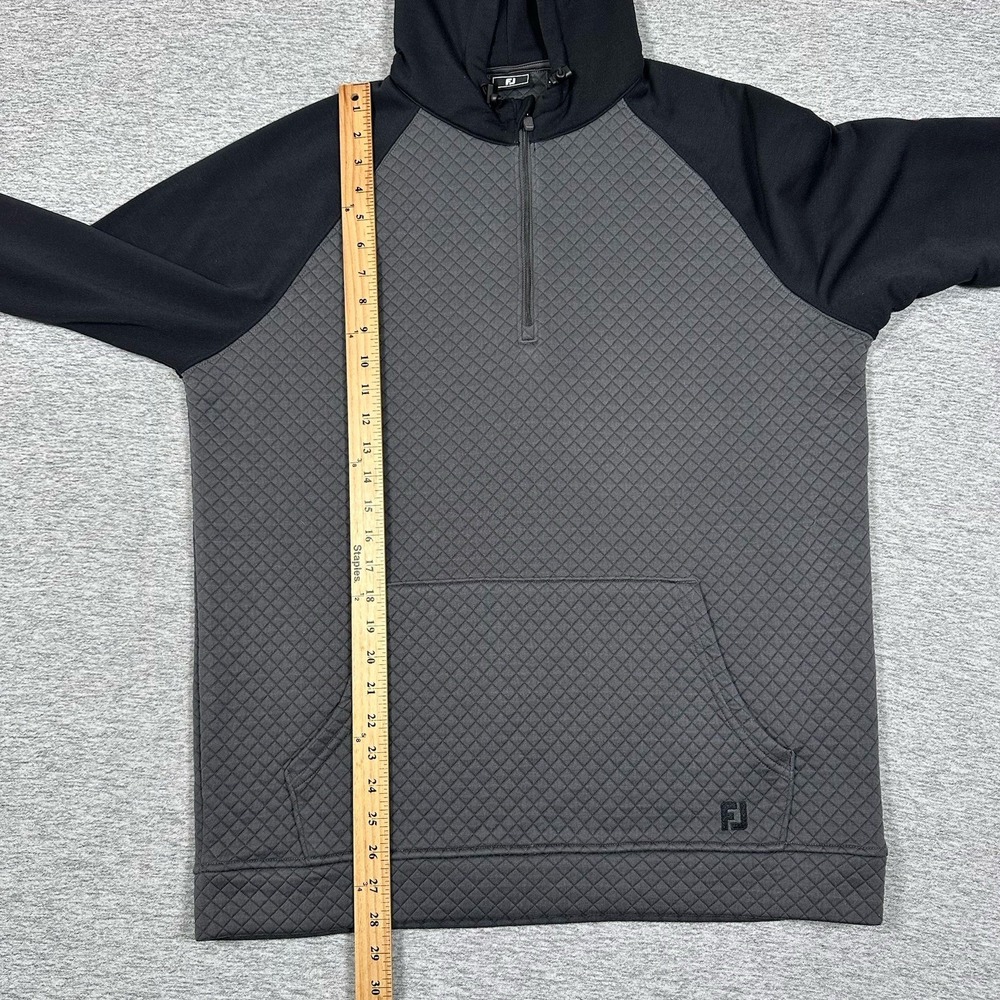 Footjoy Links Hoodie Mens Large Gray Black 1/4 Zip Moisture Wicking Golf Logo - Picture 3 of 7